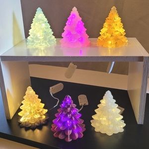 Set of 6 Handmade Resin Light up Christmas Trees.